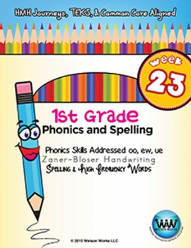 Preview of 1st Grade Phonics and Spelling Zaner-Bloser Week 23 (oo, ew, ue) {TEKS-aligned}