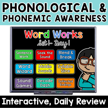 Preview of 1st Grade Phonological & Phonemic Awareness Digital, Daily Review: Set 1