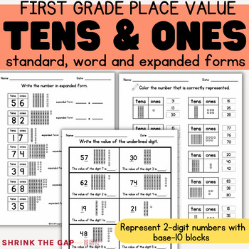 Preview of 1st Grade Place Value | Tens & Ones With Visuals | Value of 2-Digit Numbers