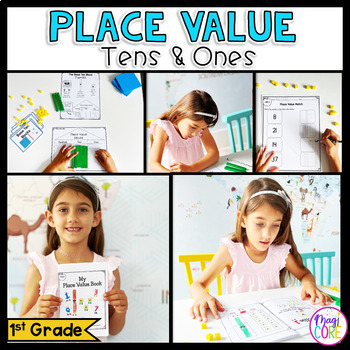 Preview of Place Value Tens and Ones 1st Grade Worksheets, Activities, Anchor Chart, Center
