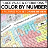 1st Grade Place Value Worksheets Color by Number Mystery P