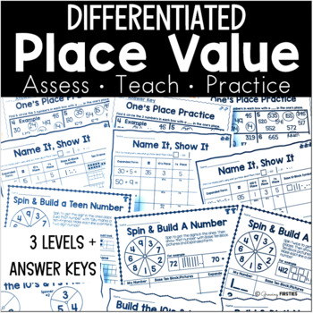 Preview of 1st Grade Place Value Worksheets Differentiated | Number Sense Activities