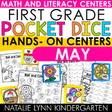 1st Grade Pocket Dice Activities MAY spring Math and Liter