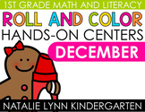 1st Grade Pocket Dice Centers DECEMBER Math and Literacy Centers