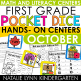 1st Grade Pocket Dice Centers OCTOBER Math and Literacy Centers