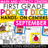 1st Grade Pocket Dice Centers SEPTEMBER Math and Literacy Centers
