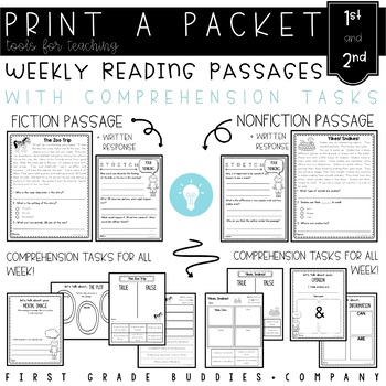 Preview of 1st/2nd Reading Comprehension Passages with Comprehension