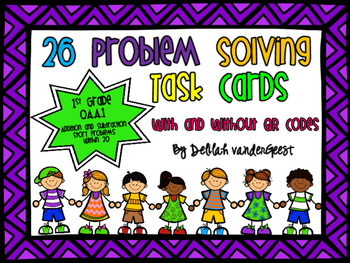 Preview of 1st Grade Problem Solving Task Cards {with QR Codes}