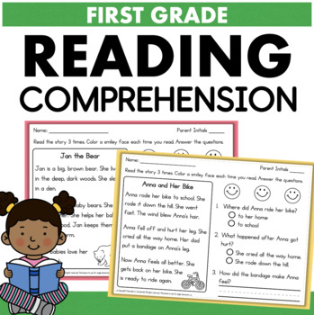 Preview of 1st Grade Reading Comprehension Worksheets Decodable Passages with Questions