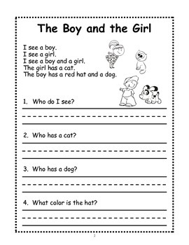 1st grade reading comprehension first grade reading