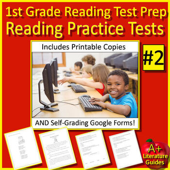 Preview of 1st Grade Reading Practice Tests - Printable Copies and Google Forms Test Prep