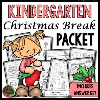 Preview of Christmas Packet: Kindergarten Christmas Break Packet Homework Review Pages