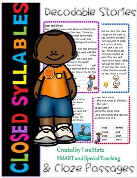 Preview of Closed Syllable Reading Passages & Comp Distance Learning Google First Grade
