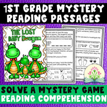 Preview of 1st Grade Mystery Reading Passages with Comprehension Questions | Baby Dragon!