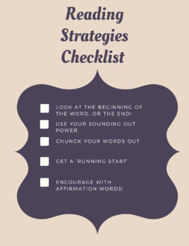 Preview of 1st Grade: Reading Strategies Checklist