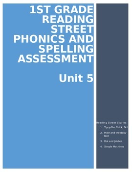 Preview of 1st Grade Reading Street Unit 5 Phonics Test
