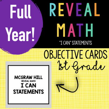 Preview of 1st Grade  Reveal Math FULL YEAR BUNDLE Objective Cards for McGraw Hill