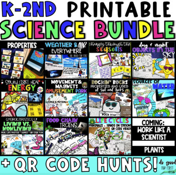 Preview of K-2 Science PRINTABLE Bundle - Hands On Activities, Crafts, QR Code Hunts