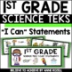 1st Grade Science TEKS I CAN Statements  New Streamlined TEKS  TpT