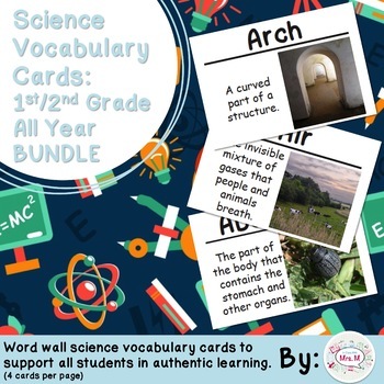 Preview of 1st Grade Science Vocabulary Cards: All Year Bundle