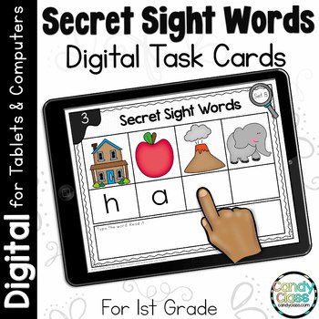 Preview of 1st Grade Secret Sight Word Practice Activity ELA Google Slide Digital Resource 