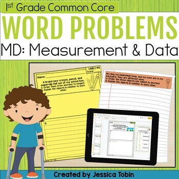 Preview of 1st Grade Math Word Problems - Measurement, Telling Time, and Graphing