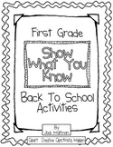 1st Grade "Show What You Know" Back to School Activities