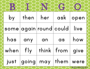 1st grade sight word bingo printable