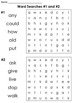 1st Grade Sight Word Word Searches by Caitlin Natale | TpT