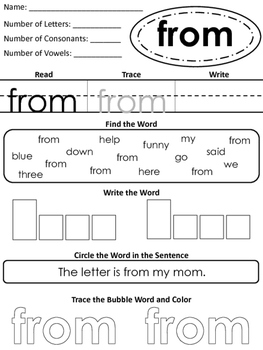 1st Grade Sight Word Worksheets by Caitlin Natale | TpT