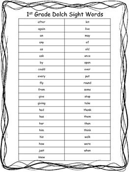 1st grade worksheets sight words