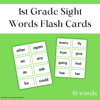 1st Grade Sight Words Flash Cards by Schuler's Inclusive Corner | TPT