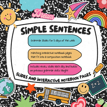 Preview of 1st Grade Simple Sentences | What Is A Sentence? | Slides and Notebook Pages