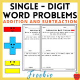 1st Grade Single Digit Addition and Subtraction Math Word 