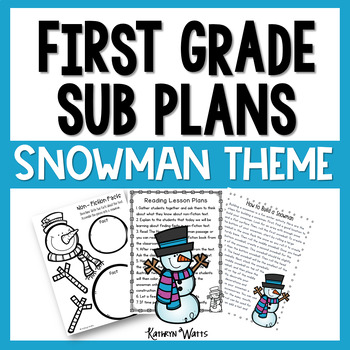 Preview of 1st Grade Snowman Sub Plans