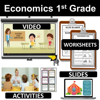 Preview of 1st Grade Social Studies Economics Videos Worksheets Lesson Activities