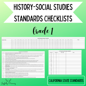 Preview of 1st Grade Social Studies Standards Checklist