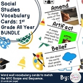 1st Grade Social Studies Vocabulary Cards: All Year Bundle