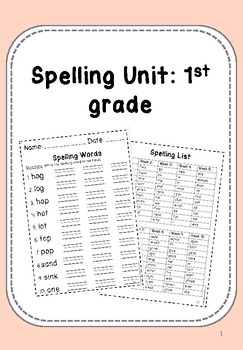 1st Grade Spelling List, Assessment, & Activities by Learning With Ms SK