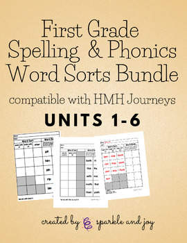 Preview of 1st Grade Spelling & Phonics Word Sorts (Compatible with HMH Journeys) Units 1-6