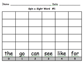 Preview of 1st Grade Spin a Sight Word