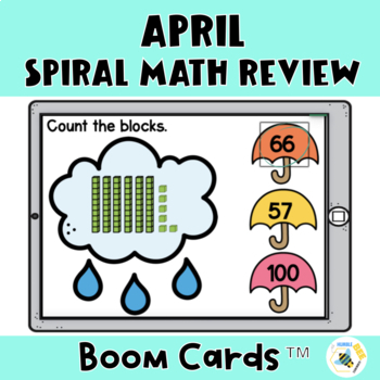 Preview of 1st Grade Spiral Math Review 1st Grade Boom Cards April