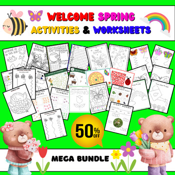 Preview of 1st Grade Spring Activities & Worksheets: Coloring, Cutting, Tracing, Games..