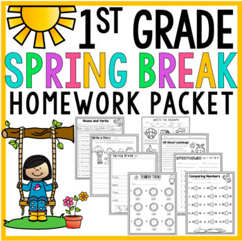 Preview of 1st Grade Spring Break Homework Packet (NO PREP)