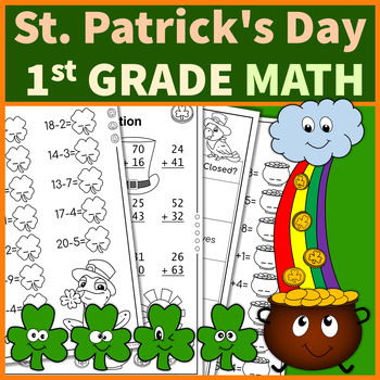Preview of St. Patricks Day Math Worksheets 1st Grade No Prep Printables