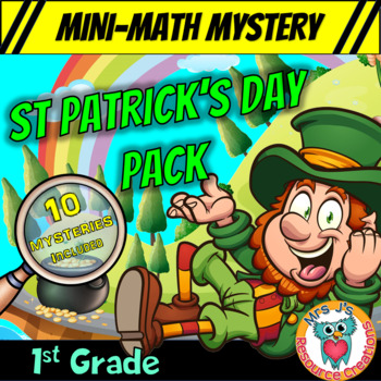 Preview of 1st Grade St Patrick's Day Mini Math Mysteries - Printable & Digital Activities