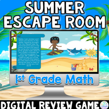 Preview of 1st Grade Standards Review | Summer Beach Escape Room Game | Back to School