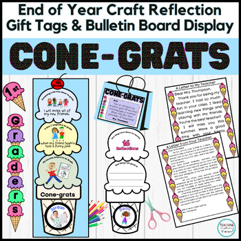 Preview of End of Year All About Me Reflection Craft Gift Tags & Bulletin Board 1st Grade