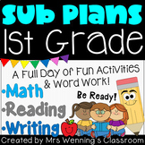 1st Grade Sub Plans (1 Day)! First Grade Sub Packets Included!