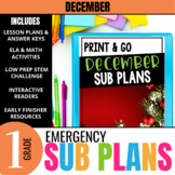 1st Grade Sub Plans: December Emergency Substitute Plans &